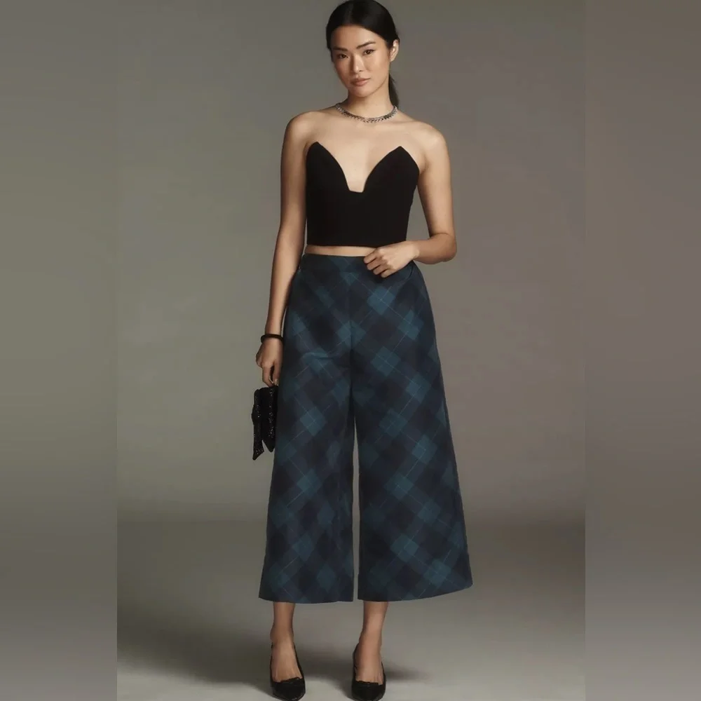 NWT! Anthropologie Maeve Taffeta Printed Cropped Wide-Leg Pants 🚨